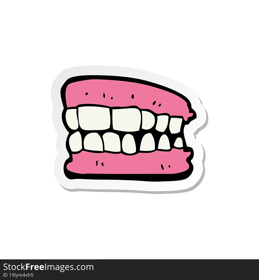 sticker of a cartoon false teeth