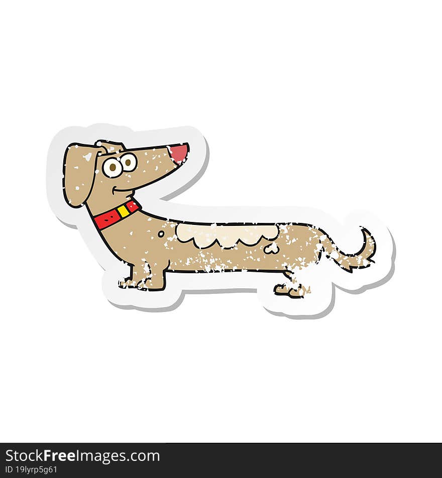 retro distressed sticker of a cartoon dog