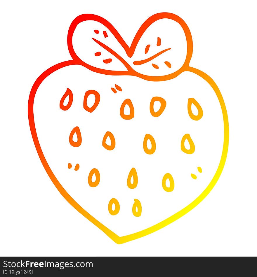 warm gradient line drawing of a cartoon strawberry fr