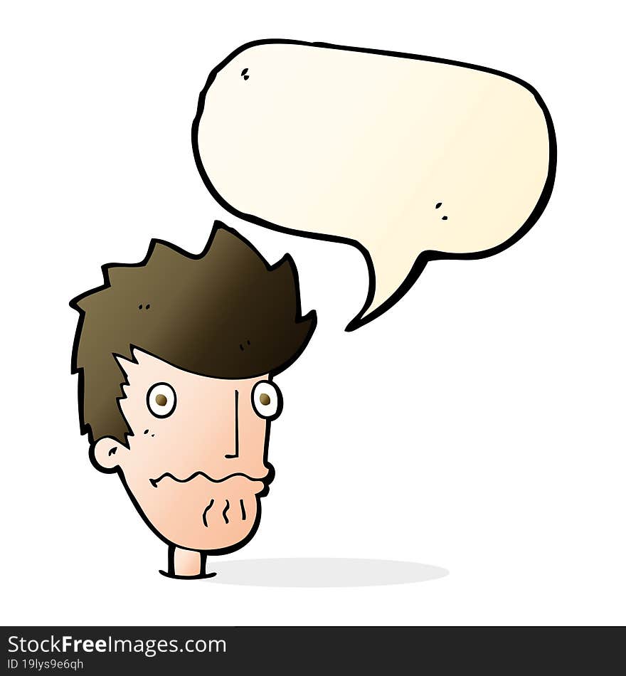 Cartoon Nervous Man With Speech Bubble