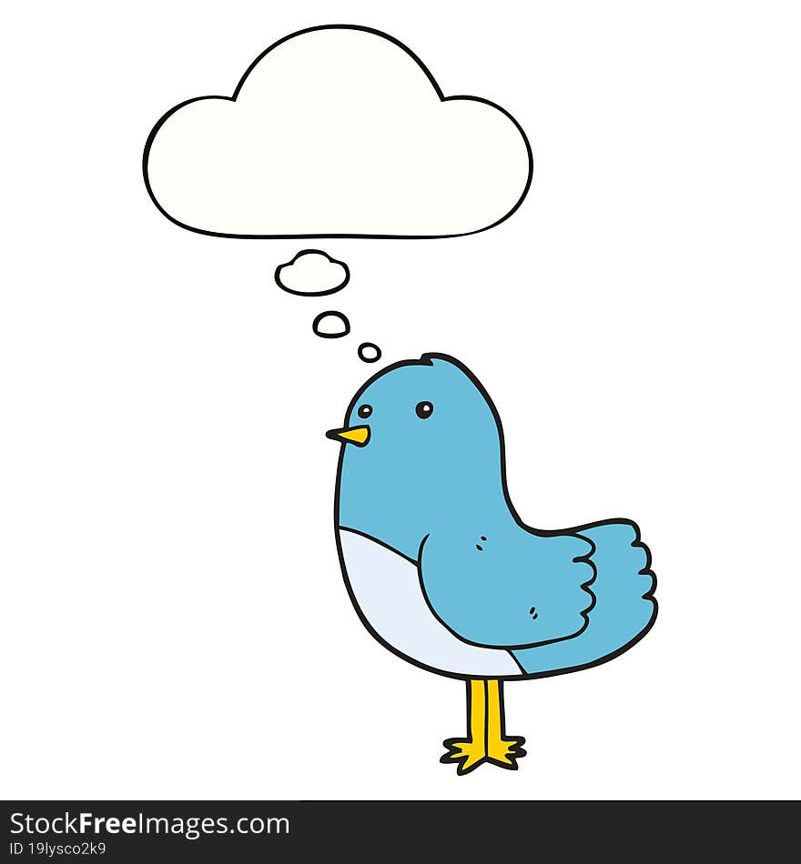 cartoon bird with thought bubble. cartoon bird with thought bubble