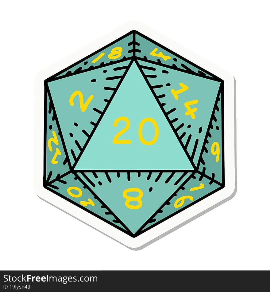 Natural 20 D20 Dice Roll Sticker