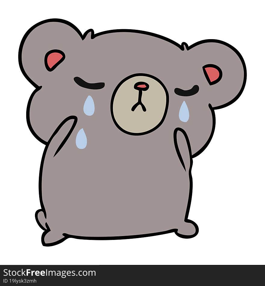 cartoon of a cute crying bear