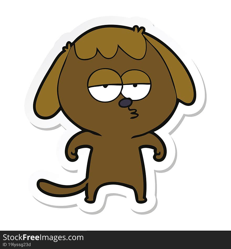 sticker of a cartoon bored dog