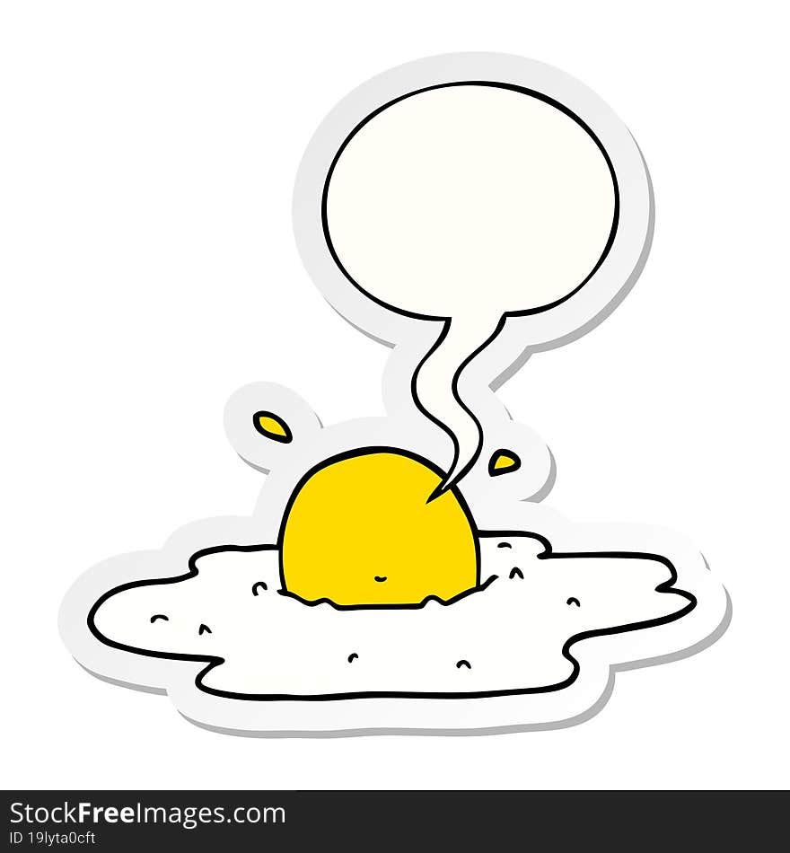 Cartoon Fried Egg And Speech Bubble Sticker