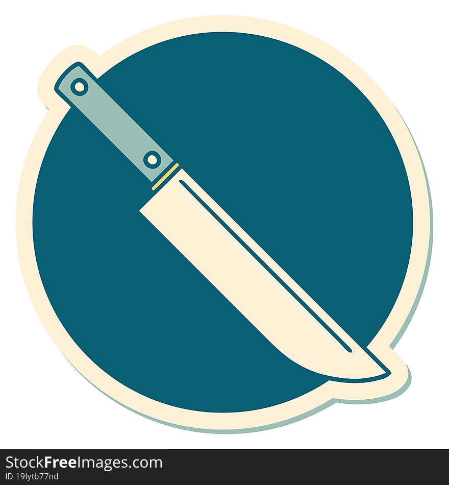 Tattoo Style Sticker Of Knife