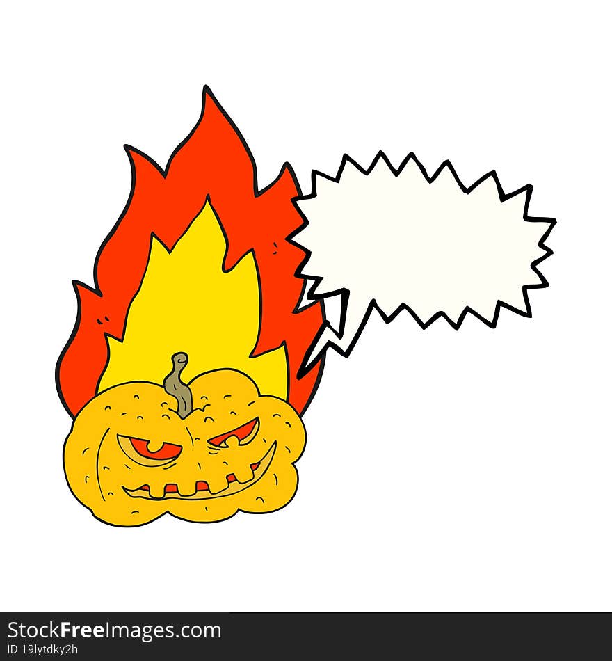 speech bubble cartoon flaming halloween pumpkin