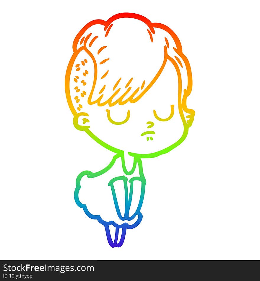 rainbow gradient line drawing of a cartoon woman