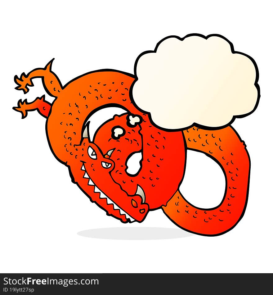 cartoon dragon with thought bubble