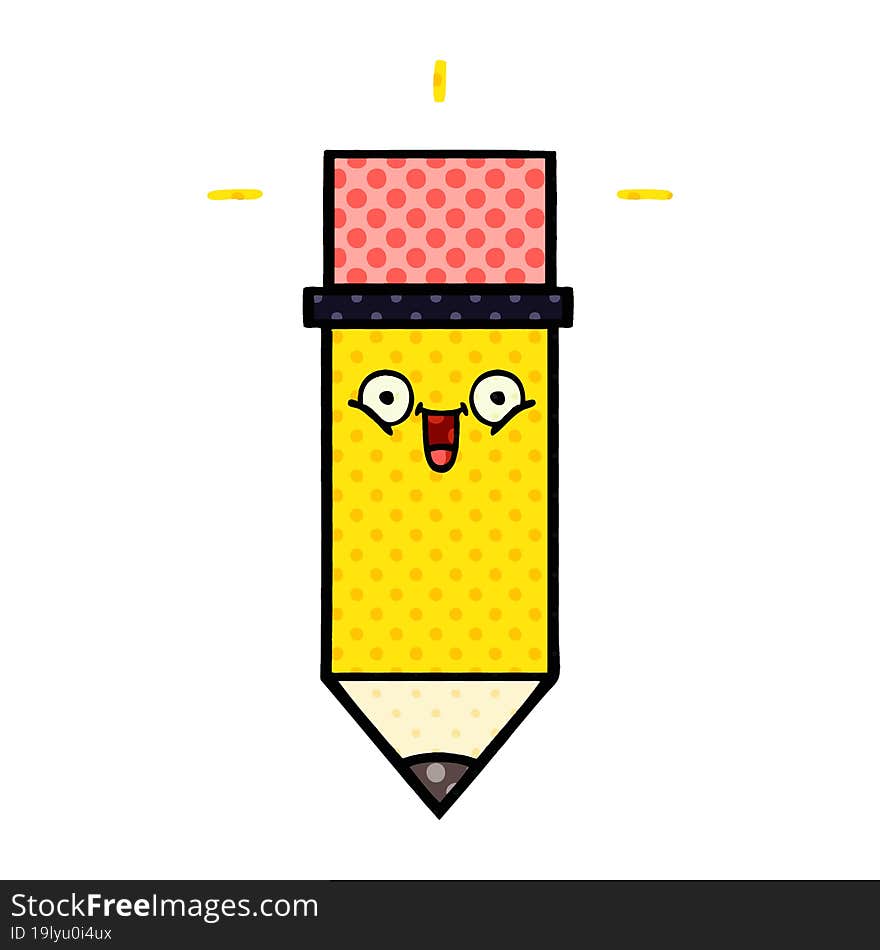 comic book style cartoon of a pencil