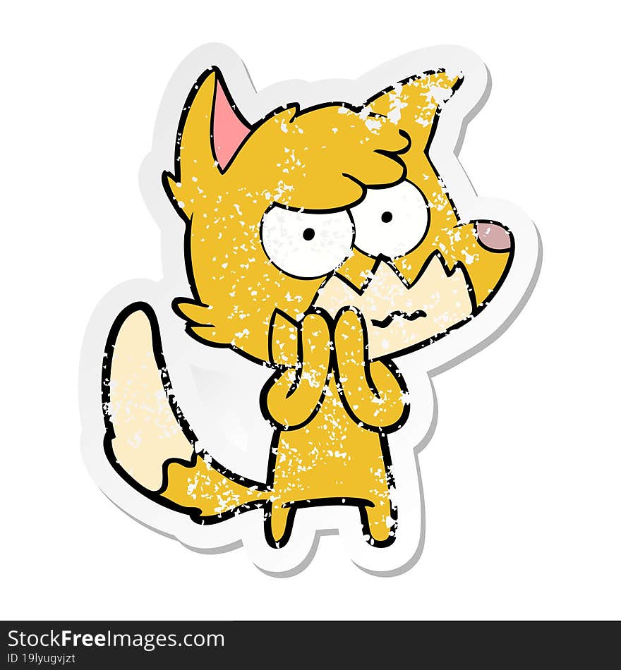 distressed sticker of a cartoon annoyed fox