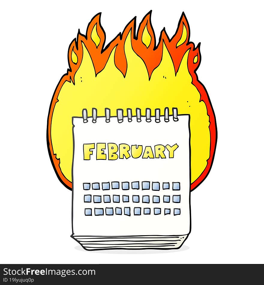 freehand drawn cartoon calendar showing month of february