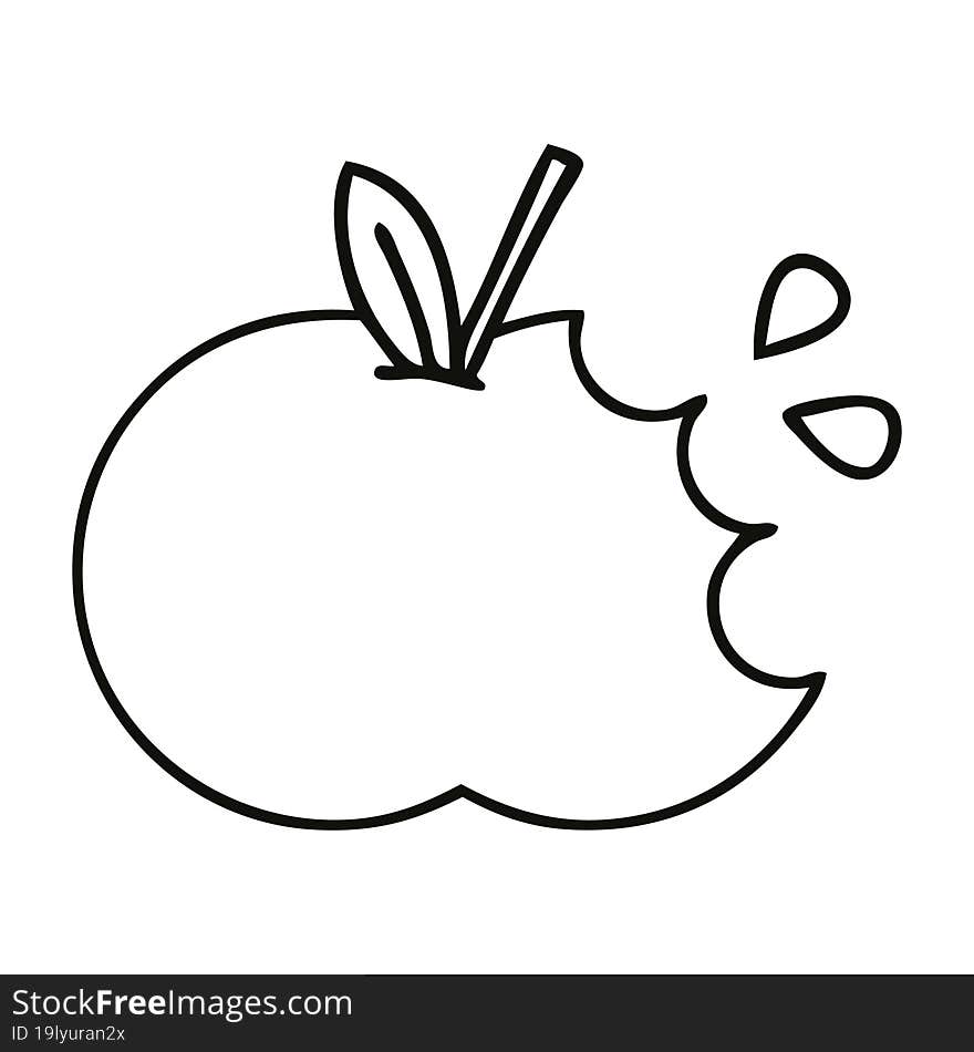 line drawing cartoon of a red apple