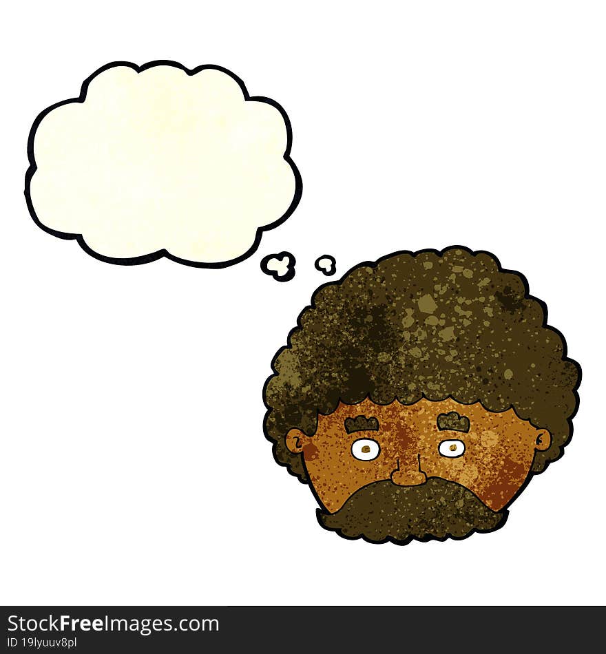 Cartoon Man With Mustache With Thought Bubble