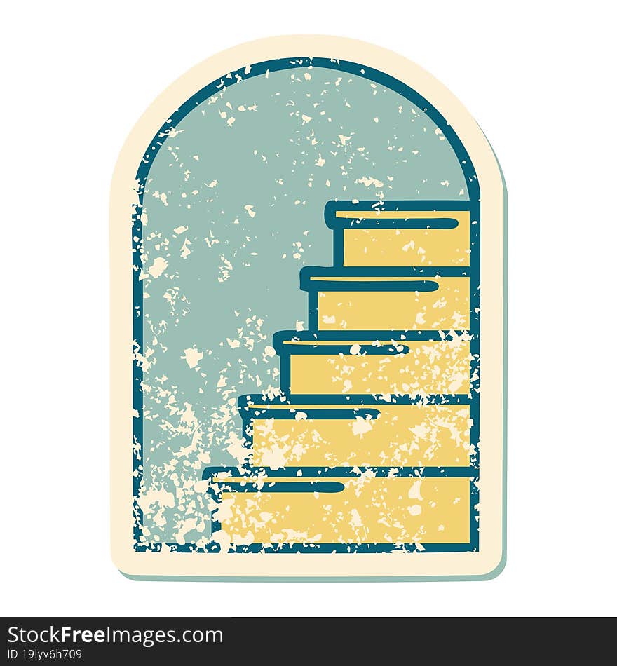 iconic distressed sticker tattoo style image of a doorway to steps. iconic distressed sticker tattoo style image of a doorway to steps