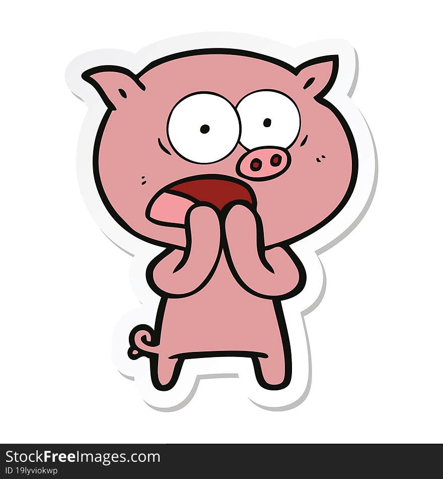 sticker of a cartoon pig shouting