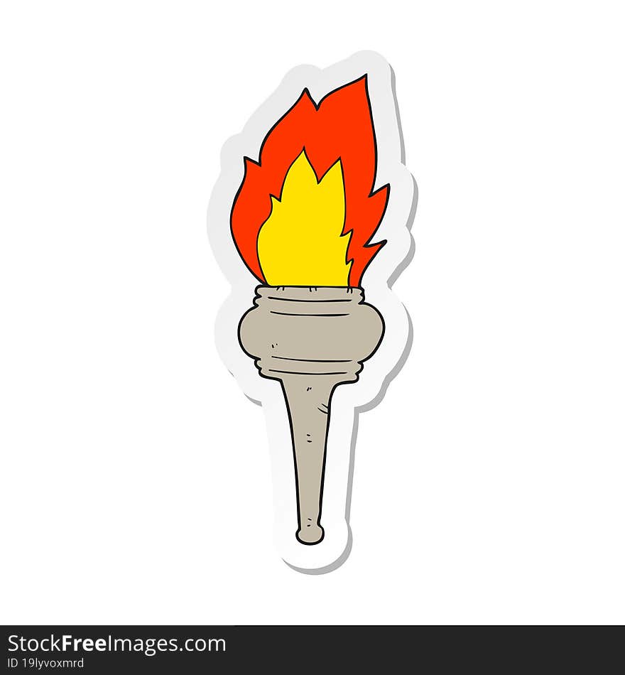 sticker of a cartoon flaming torch