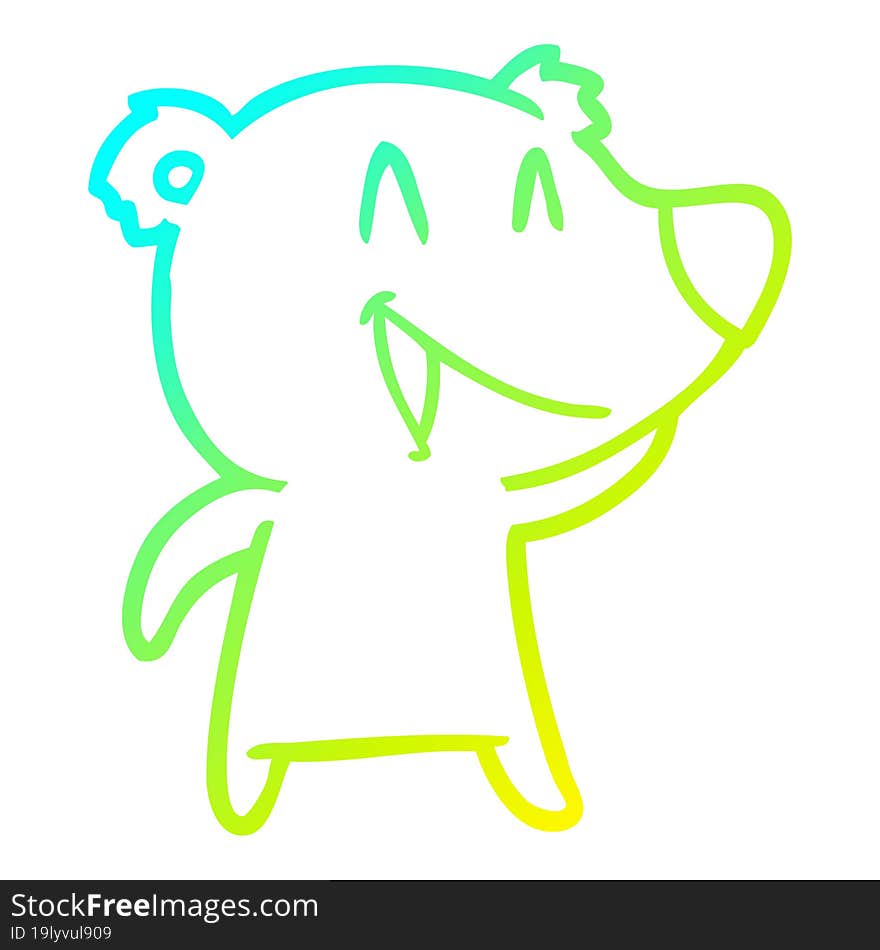 cold gradient line drawing laughing bear cartoon