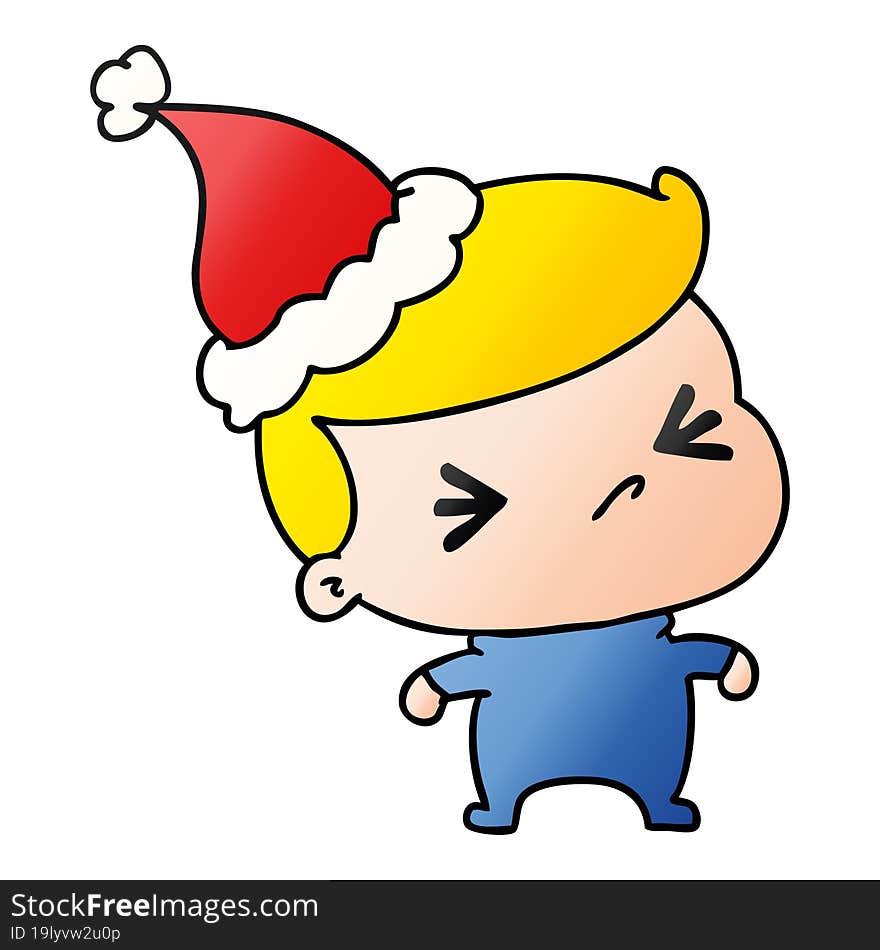 christmas gradient cartoon of kawaii boy