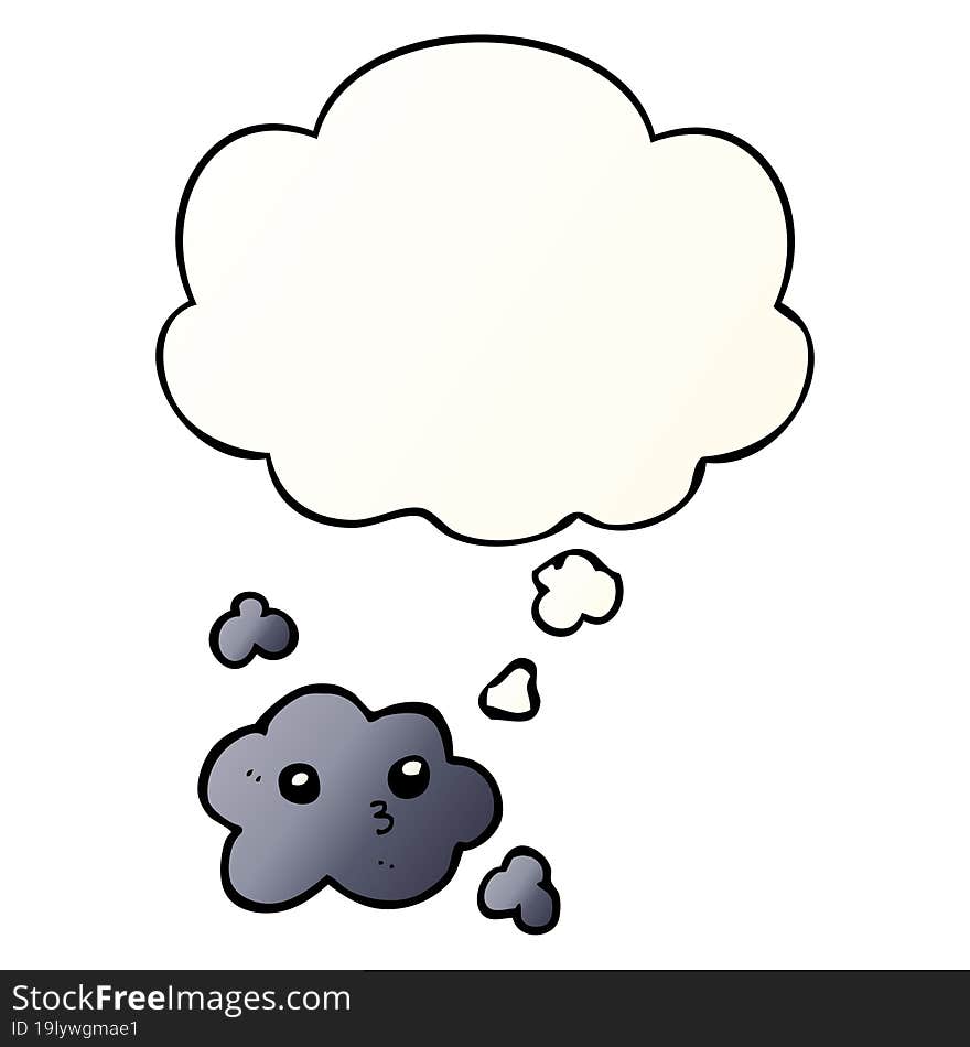 Cute Cartoon Cloud And Thought Bubble In Smooth Gradient Style