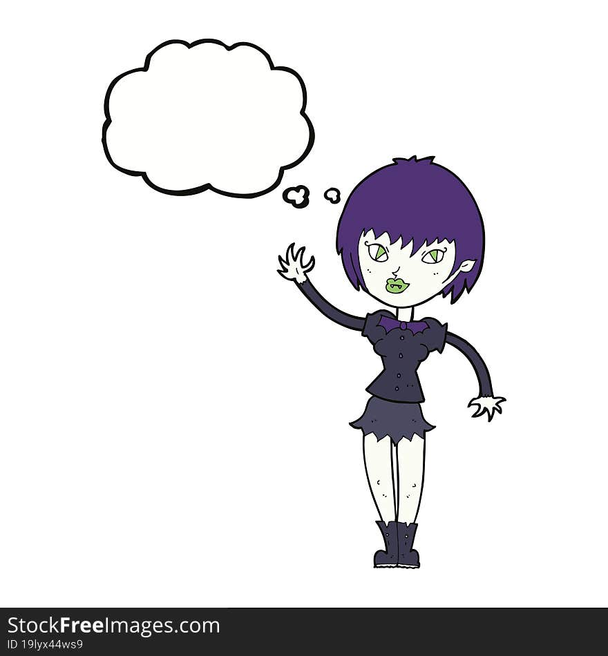 cartoon vampire girl with thought bubble