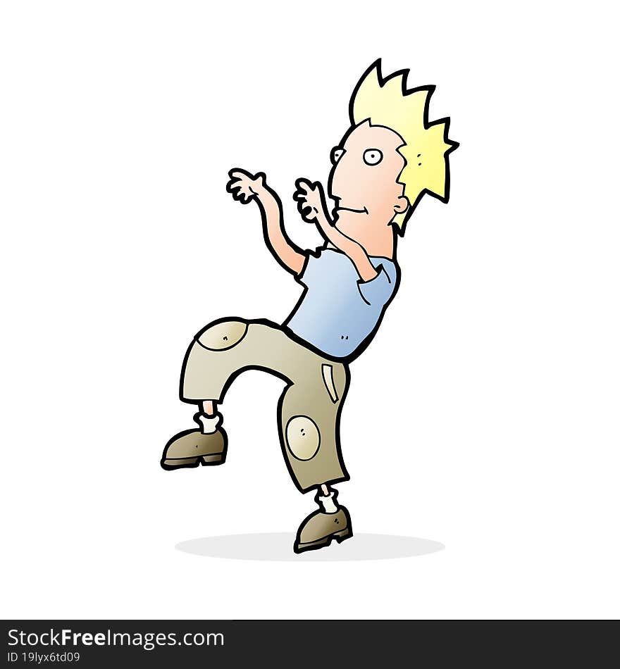 cartoon happy man doing funny dance