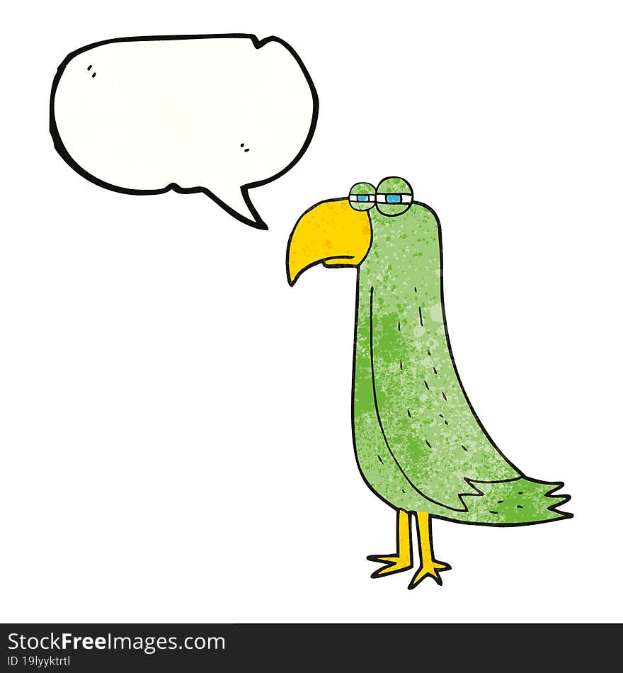 speech bubble textured cartoon parrot