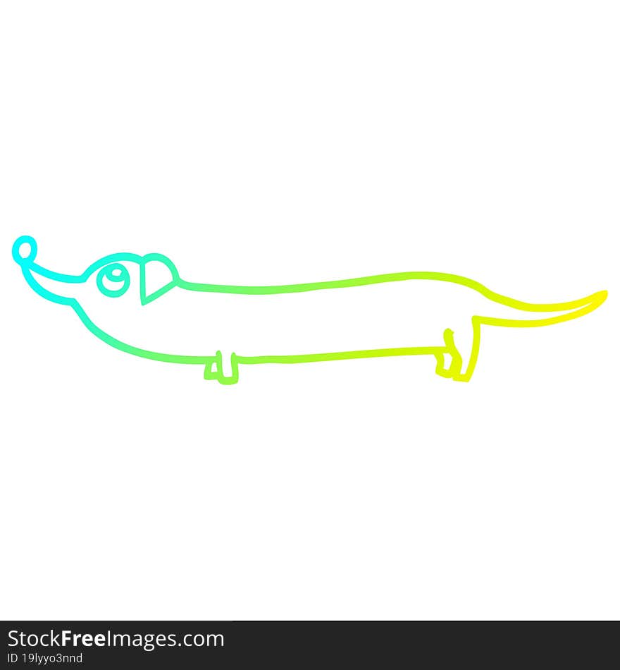 cold gradient line drawing cartoon dachshund