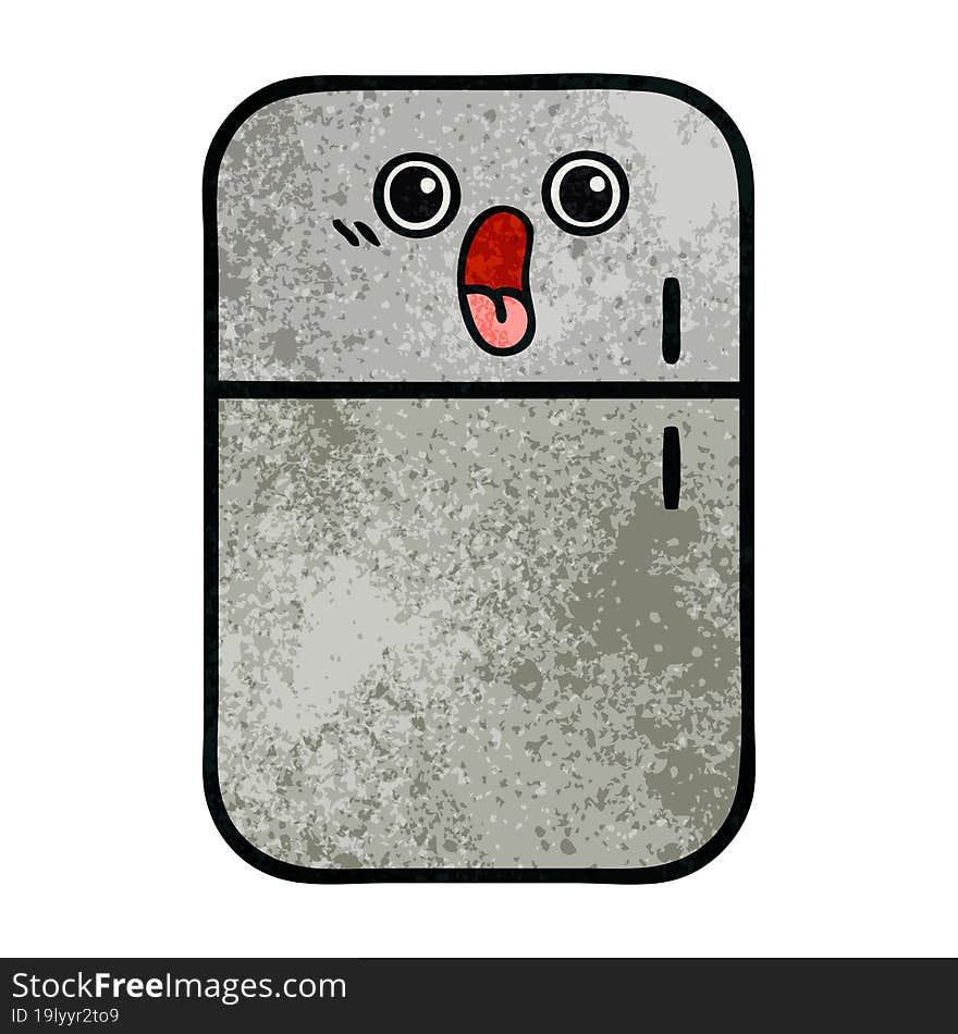 retro grunge texture cartoon fridge freezer