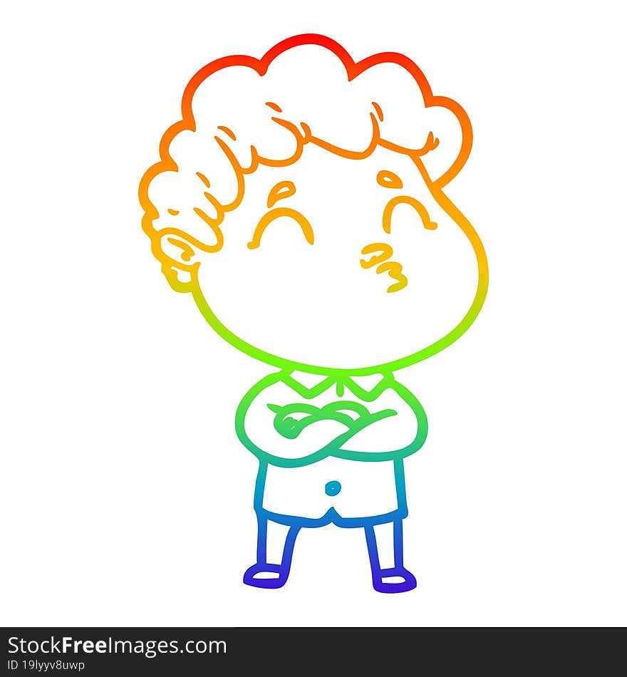 rainbow gradient line drawing cartoon man pouting