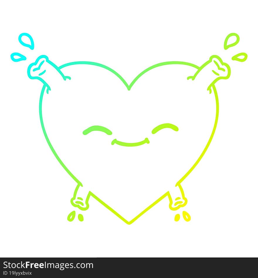 cold gradient line drawing cartoon happy heart