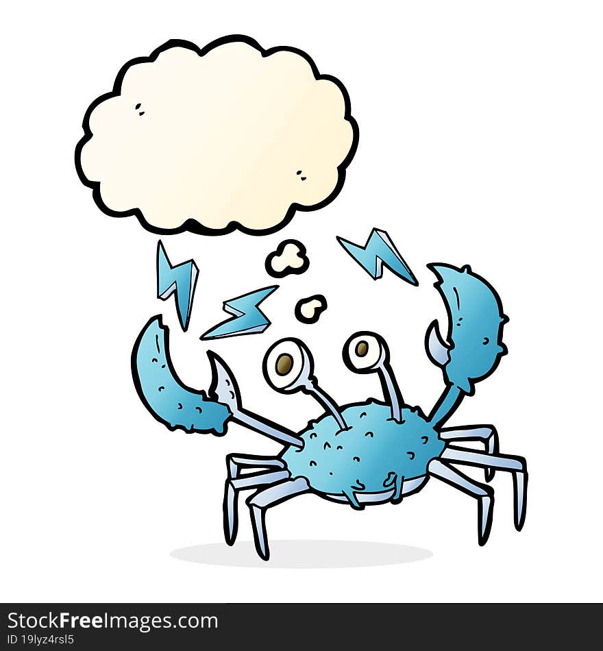 cartoon crab with thought bubble