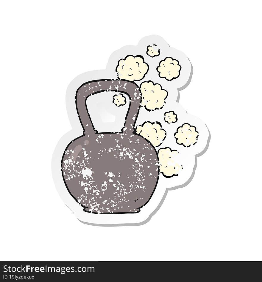 retro distressed sticker of a cartoon heavy kettle bell