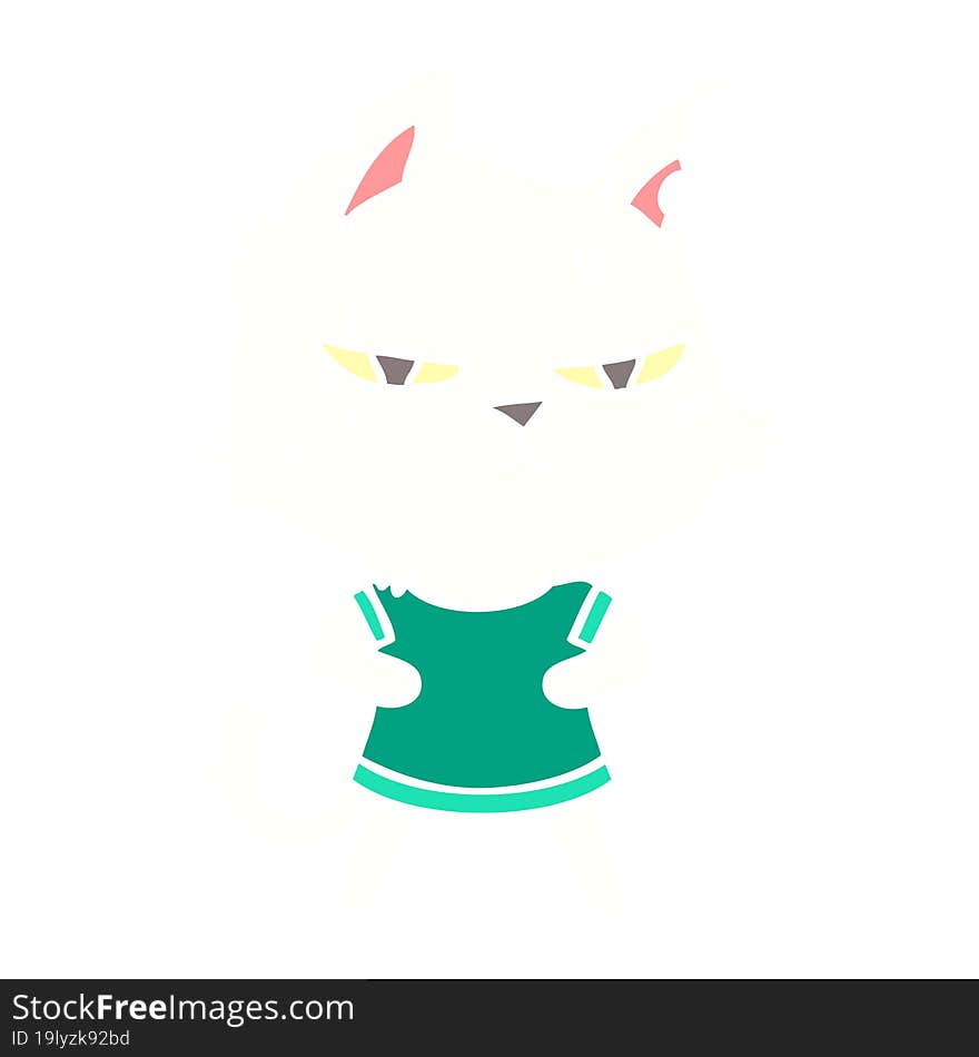 tough flat color style cartoon cat