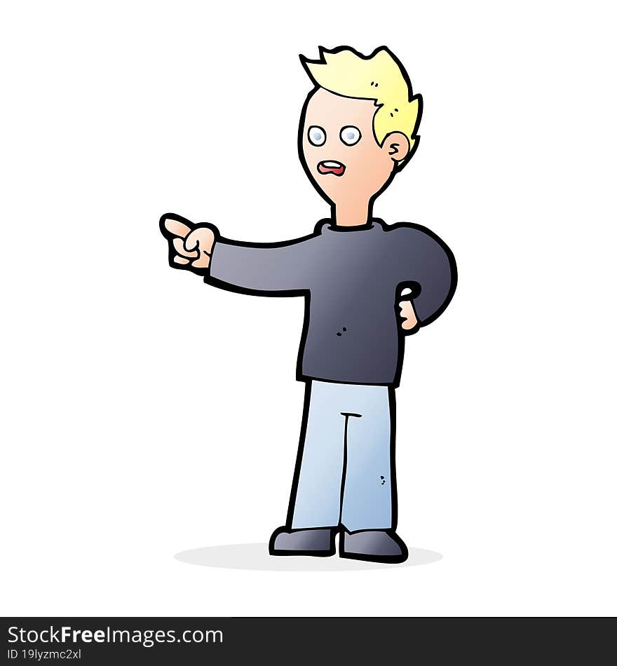 cartoon shocked boy pointing