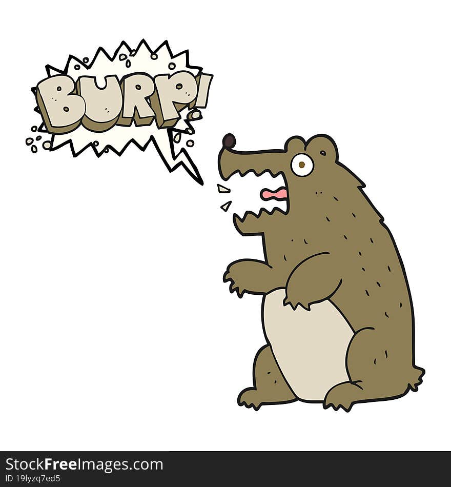 Speech Bubble Cartoon Bear Burping