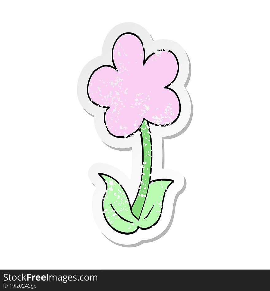 Distressed Sticker Of A Cute Cartoon Flower