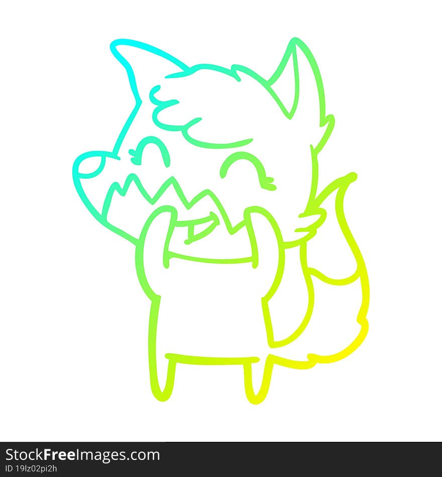 cold gradient line drawing happy cartoon fox