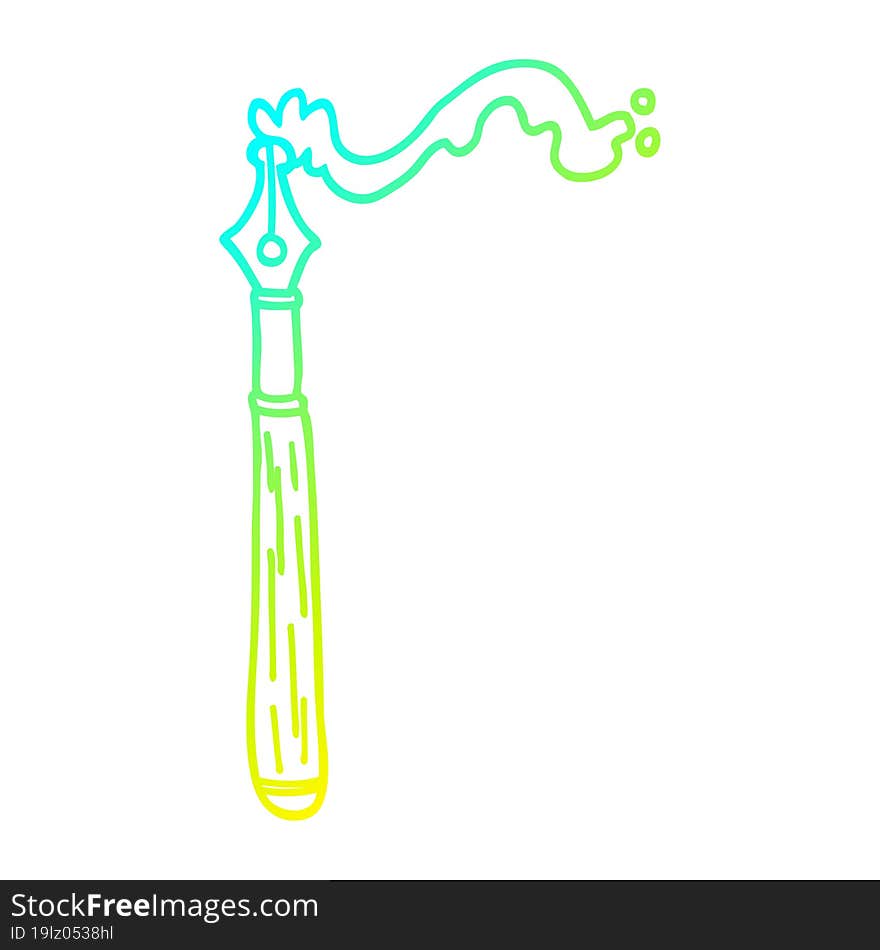 cold gradient line drawing cartoon fountain pen