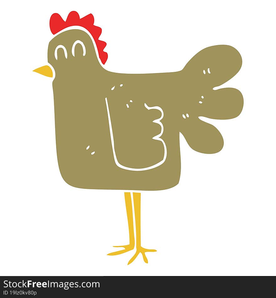 Flat Color Illustration Of A Cartoon Chicken