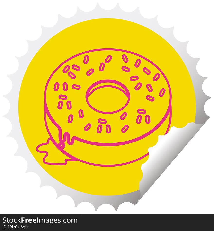 Tasty donut circular peeling sticker