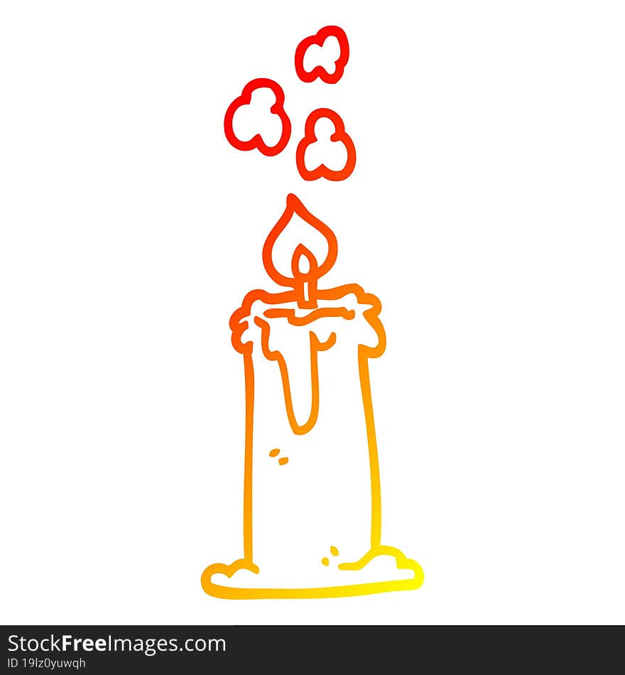 warm gradient line drawing cartoon candle burning