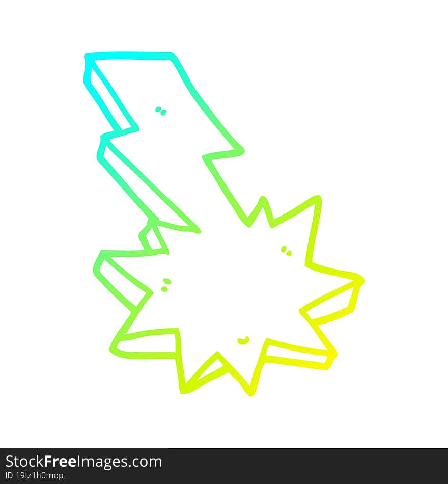 cold gradient line drawing cartoon lightning strike