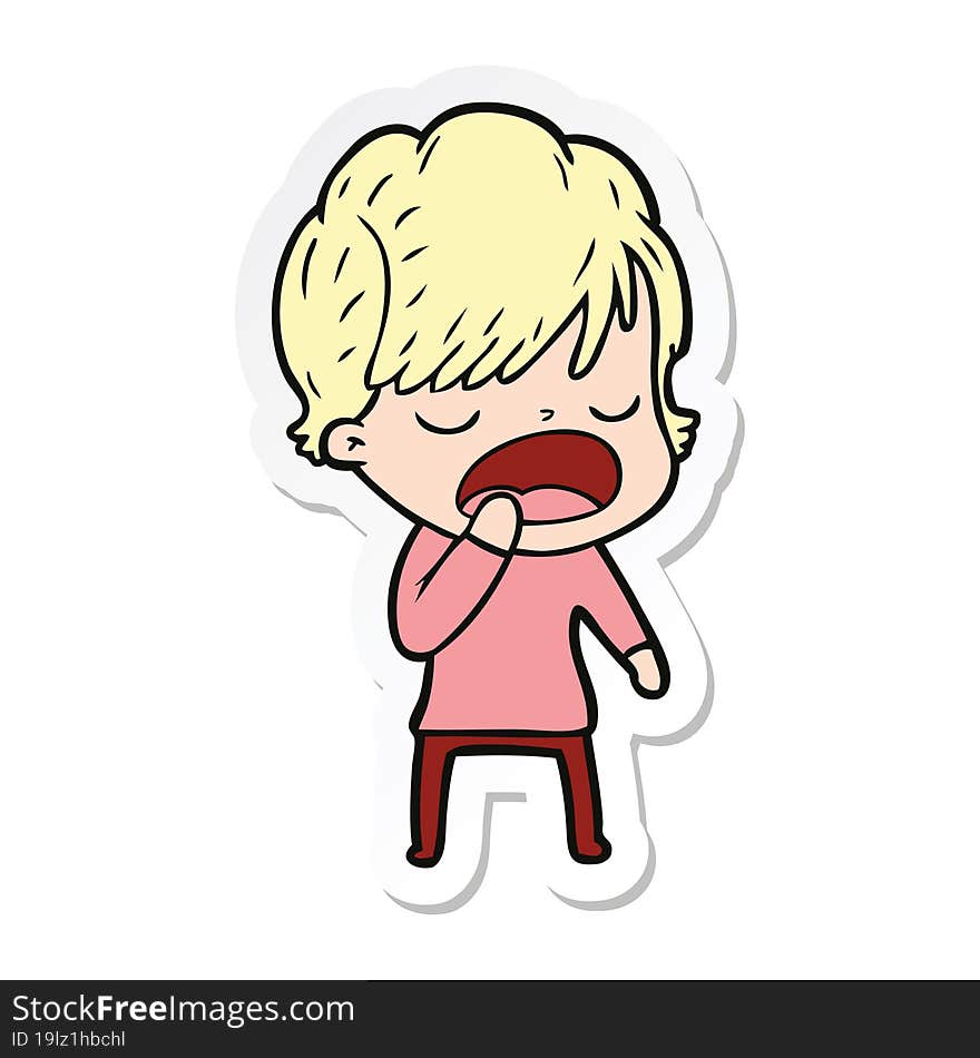 sticker of a cartoon woman talking