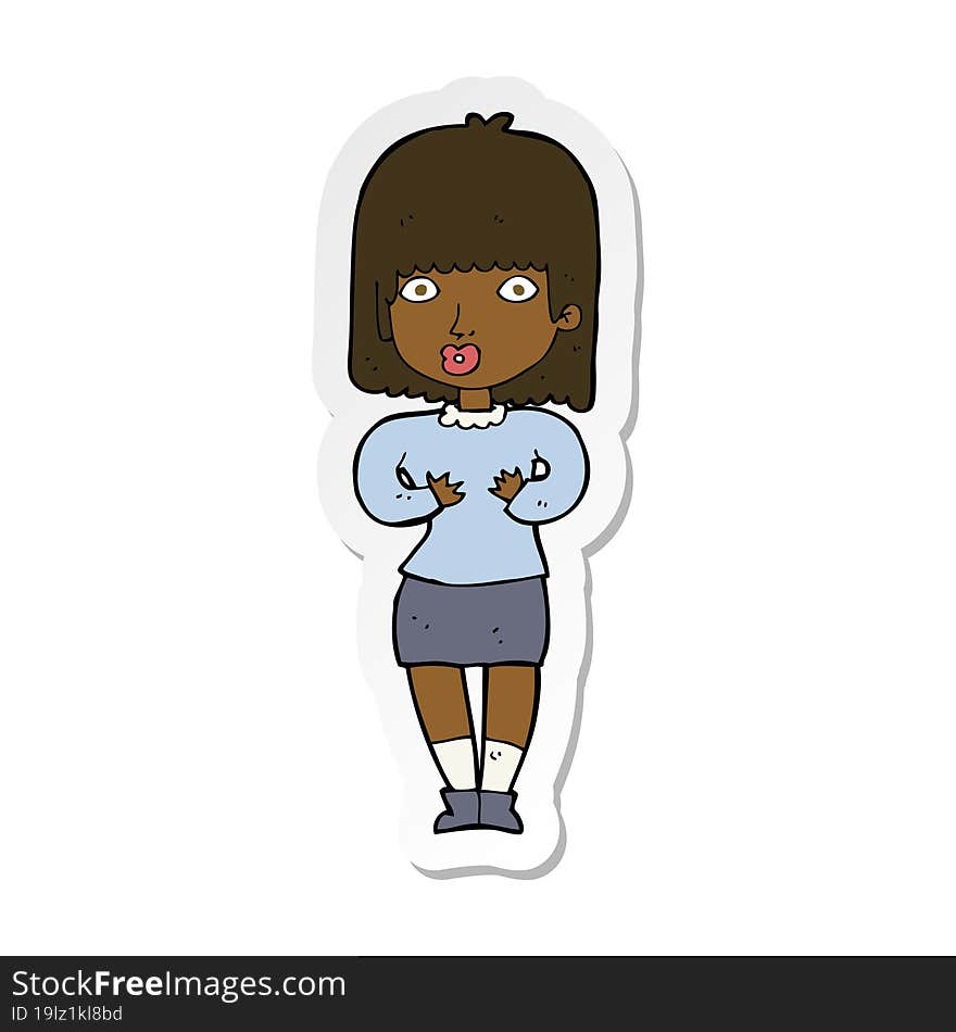 sticker of a cartoon shocked woman