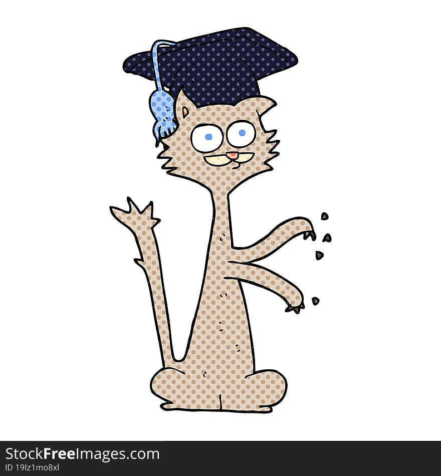 cartoon cat with graduation cap