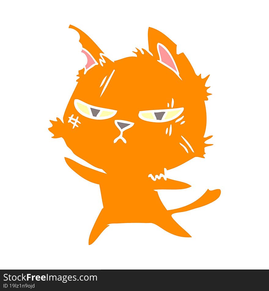 Tough Flat Color Style Cartoon Cat