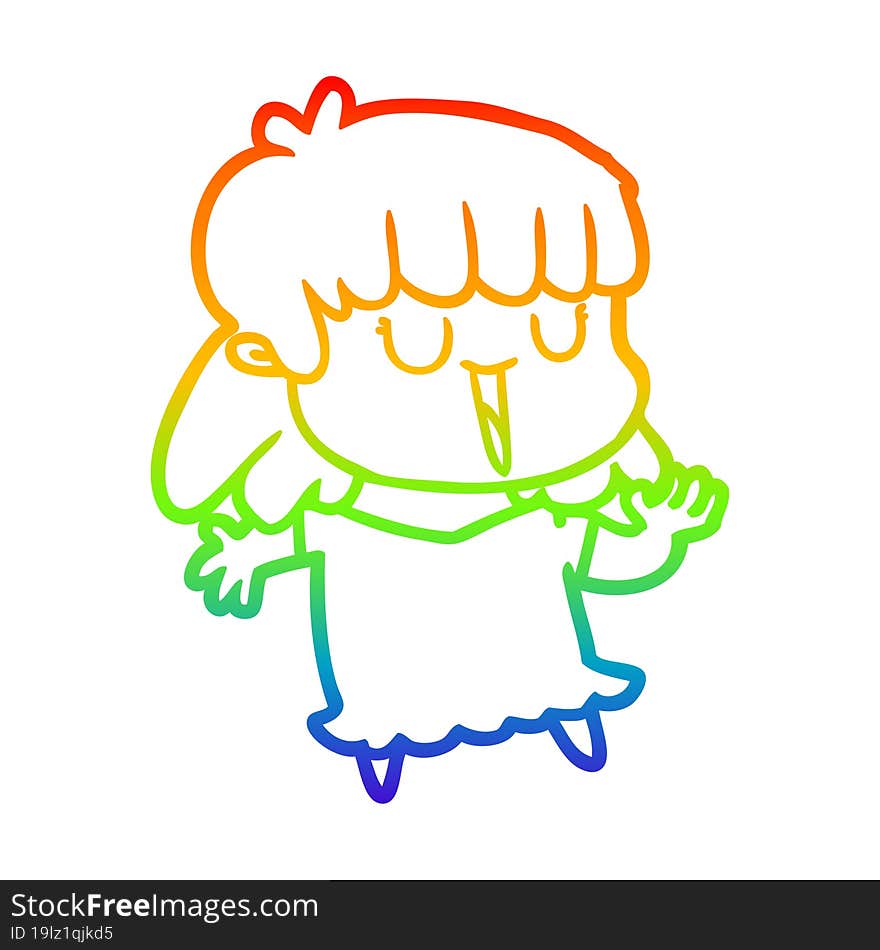 rainbow gradient line drawing of a cartoon woman