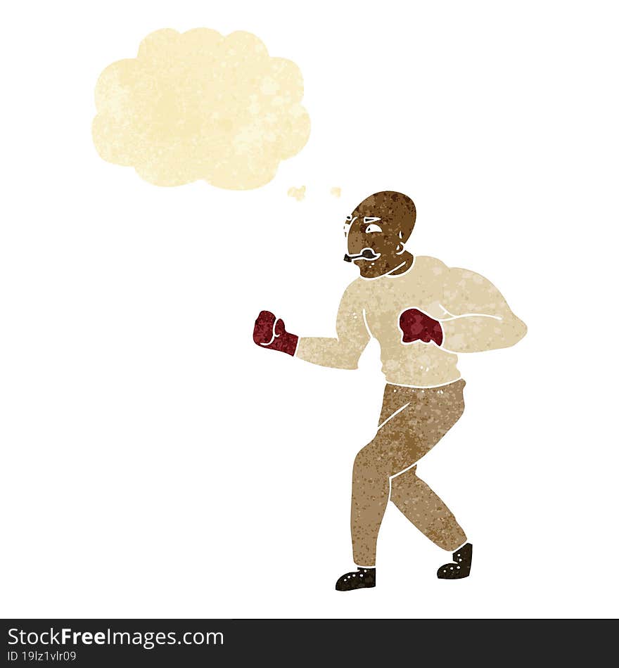 cartoon boxer with thought bubble