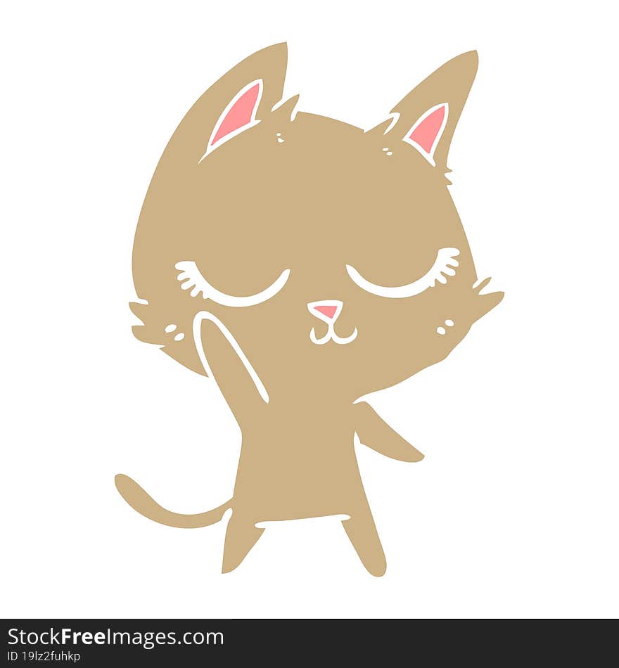 calm flat color style cartoon cat